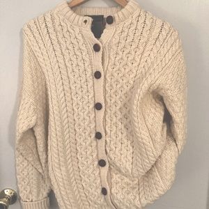 100% New wool handmade Irish chunky knit sweater oversized NWT xl extra large